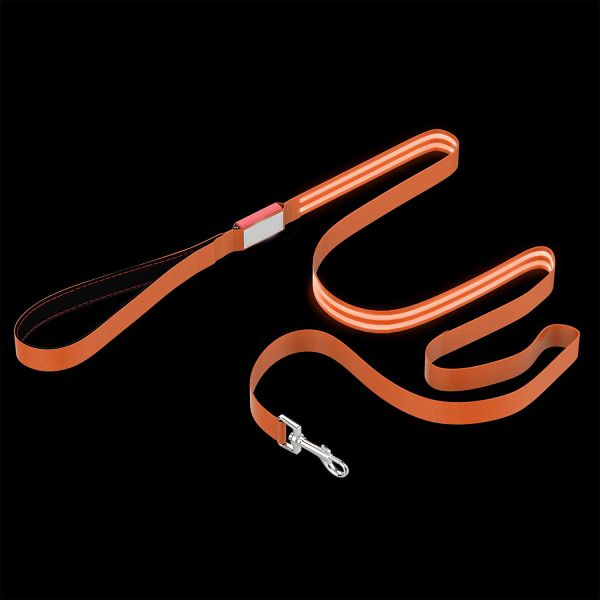 Three Colors LED Dog Leash 6 Ft Long Padded Handle With 4 Hours Working Time