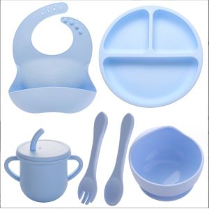 Silicone Feeding Set Food Grade Baby Silicone Tableware Set for Toddler Children