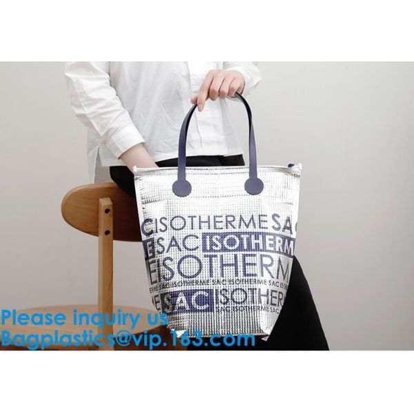 Silver Aluminium Foil Cake Pizza Carrier Insulated Thermal Lunch Picnic Bag Cooler Bag,Insulated Wine Cooler Bag/Wholesa