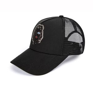 Custom Reversible Sequin 5 Panel Trucker Cap Unisex Style Comfortable Black Mesh