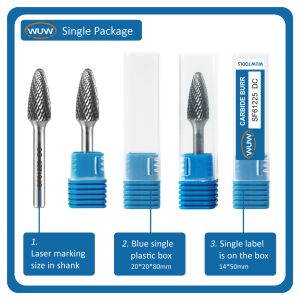 6*8mm Rotary Burs Sets Plastic Box Tube Package Genuine Solid Tree Shape Carbide