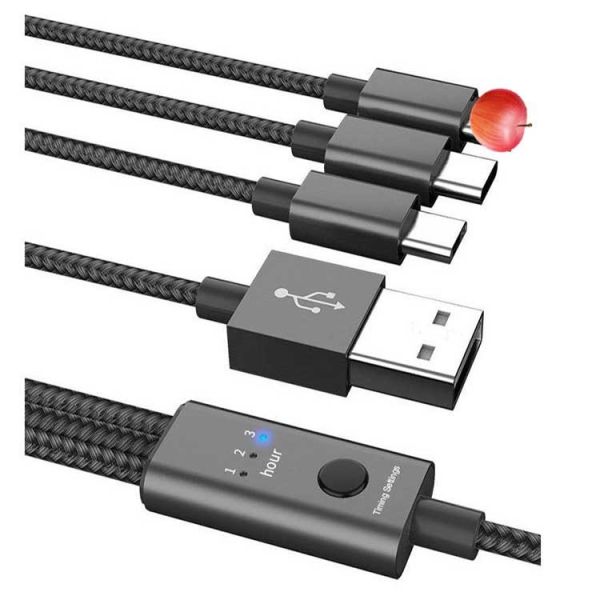 Quality 2.4A 18W 3 In1 USB 2.0 Charging Cable Timing Auto Power Off wholesale