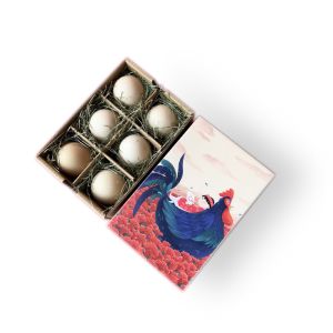 Corrugated Cardboard Egg Packaging For 6 Eggs With Gold Foil Unique Decorative Custom