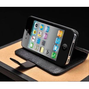 Stand Style Cellphone Case , iPhone 5 / Samsung Galaxy S4 Black Flip Cover