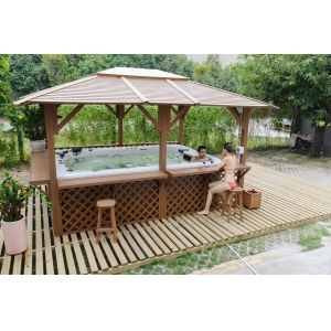 China 5.2 Meters Endless Swimming Pool Outdoor Swim Spa Hot Tub With 4 Seats on sale