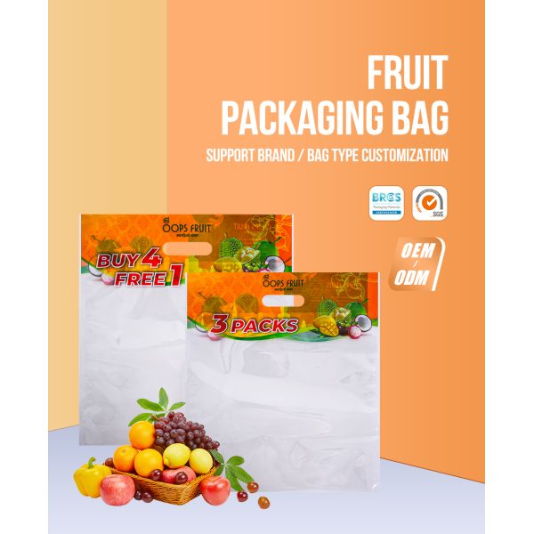 Factory Customization Transparent Fresh Fruit Vegetable Packaging Bags Bopp Plastic Bags With handle