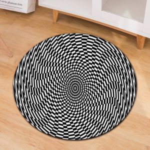 3D Geometric Pattern Round Chair Mat Living Room Sofa Floor Carpet