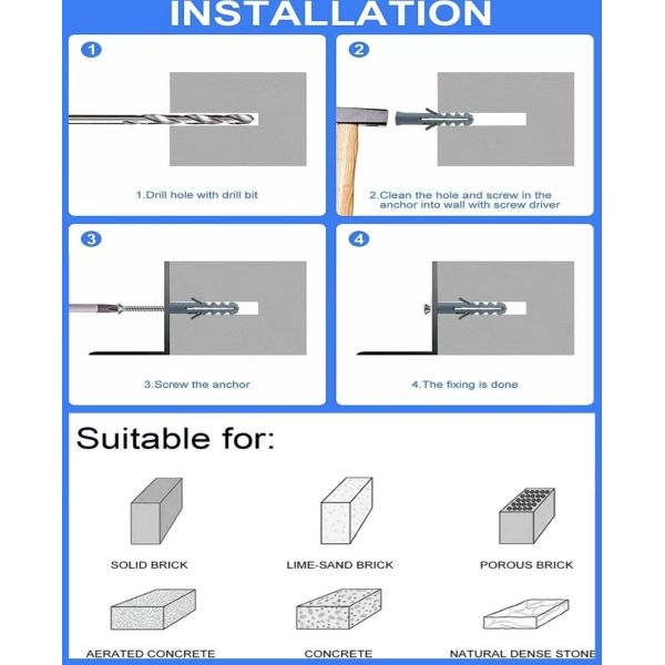 Plastic Expansion Wall Plug With Screw Plastic Conical Anchor M6 M8 M10 M12 Use For Wall