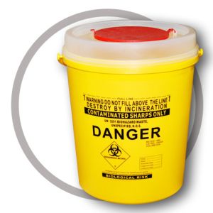 8 Litre Sharps disposal container, Sliding Lid, Red,Sharps Container |