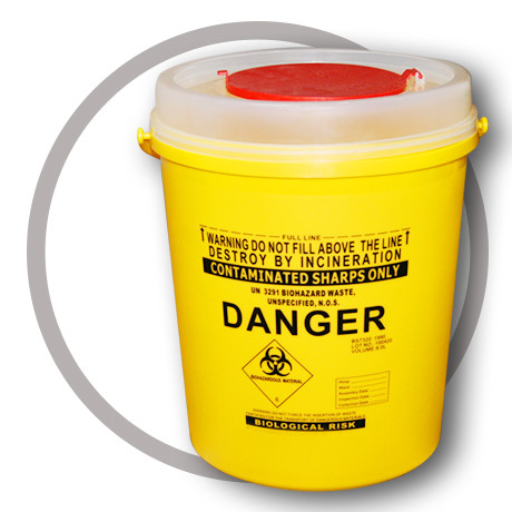 8 Litre Sharps disposal container, Sliding Lid, Red,Sharps Container |