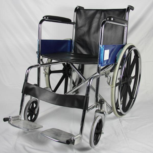 Quality Basic Style Folding Steel Wheelchair With Fixed Armrest And Footrest wholesale