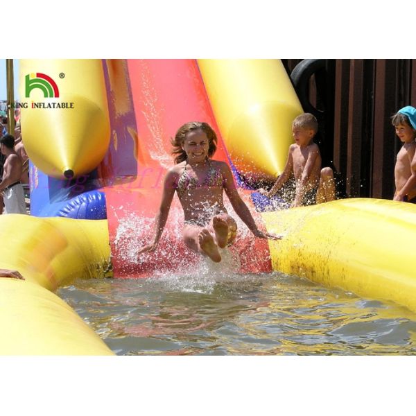 Combo Size PVC Blow Up Single Lane Water Slide Colorful Tube Handrails