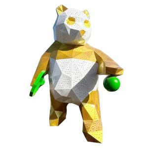Large Outdoor Decorative Metal Sculpture Custom Colorful Bear Statues