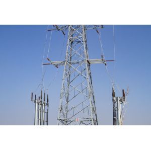 Q345B 132KV Transmission Steel Tower 5 Angles Double Circuit 10 - 100m Height