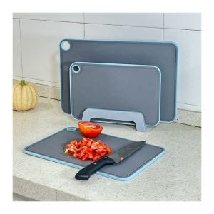 Cheap Multipurpose 3 Piece Set Indexed Cutting Boards with Grooves BPA Free Non Slip Black for sale