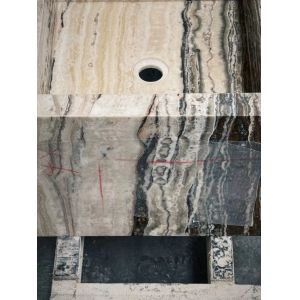 Luxury Tiramisu Travertine Washbasin | Warm Beige and Brown Stone Vanity
