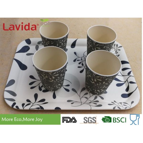 Tasteless Bamboo Fiber / Melamine Snack Tray Unbreakable Vintage Flower Style