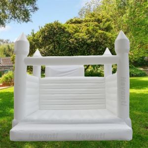 2024 White Inflatable Bouncer House with Double Slide and Rainbow Design PVC