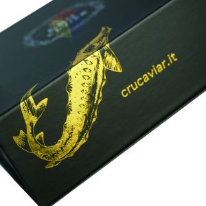 Luxury Black Magnetic Closure Custom Foil Logo Paper Caviar Gift Box Packaging