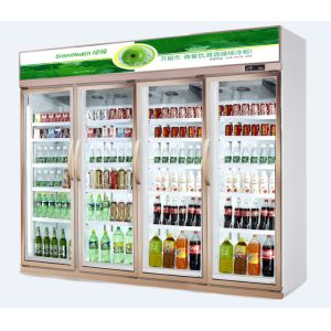 Upright Glass Door Commercial Beverage Cooler With Danfoss / Drinks Display Chiller