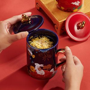 Ready To Ship In Stock Custom 3d Ceramic Mug 3d Blue Mug With Gold Handle Home