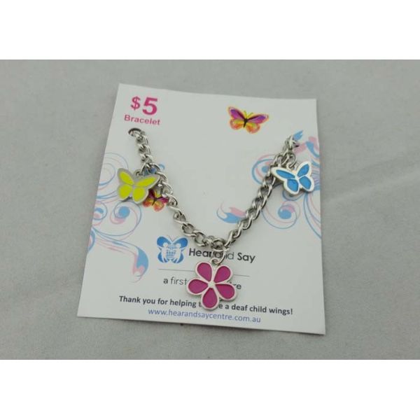 Quality Promotional Butterfly Bracelet Key Chain , Iron Stamped with Soft Enamel wholesale