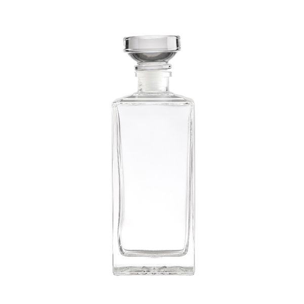 Quality Hot Stamping Surface Handling Customize 700ml Square Shape Clear Vodka Glass Bottle wholesale