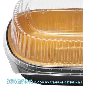 50 Oz Oval Aluminum Foil Pans With Snap-On Lids Take Out Pan With Clear PET Dome