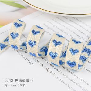 16mm*9m Heart Pattern Jacquard Cotton Ribbon For Clothing Accessories