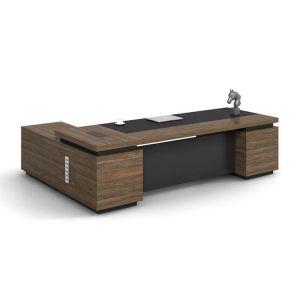 2 Meters 50mm Executive Office Desks CEO Desk L Shape With Side Cabinet