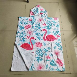digital printed logo surf hooded poncho towel with pocket
