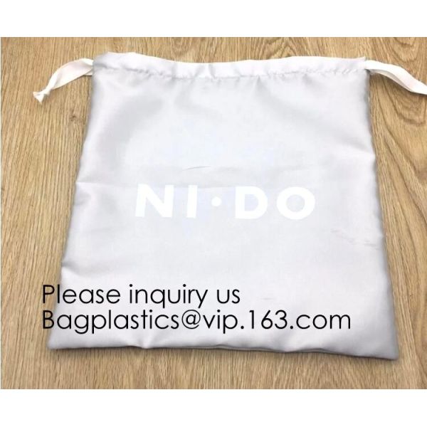 Satin Cosmetic Bag With Printing,Silver Satin Hair Collection Bag,Drawstring bag For Hair Packaging Dust Bag For Shoe