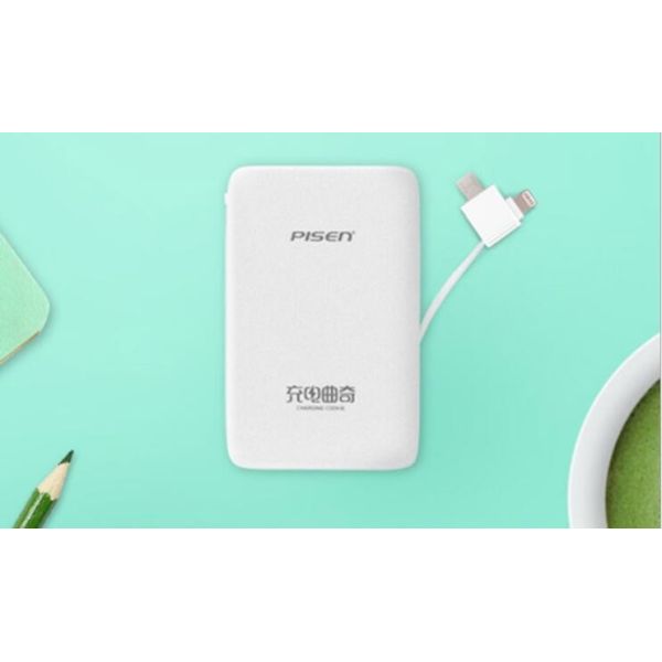 Quality mini Pisen power bank with charging cable for IOS & Android, Pisen mini power bank for Iphone, Pisen mini power bank wholesale