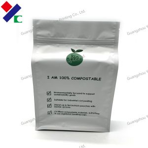 Compostable Flat Bottom Stand Up Pouch Gloss Finish Air Tightness
