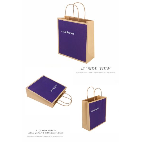 Custom Brown Kraft Paper gift Bags With Handle Retail Shopping Packaging