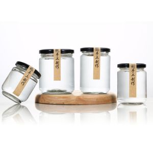Cheap Recycled Ball Honey Jam Glass Jars Aluminum Lid Breathable Seal Customized Size for sale