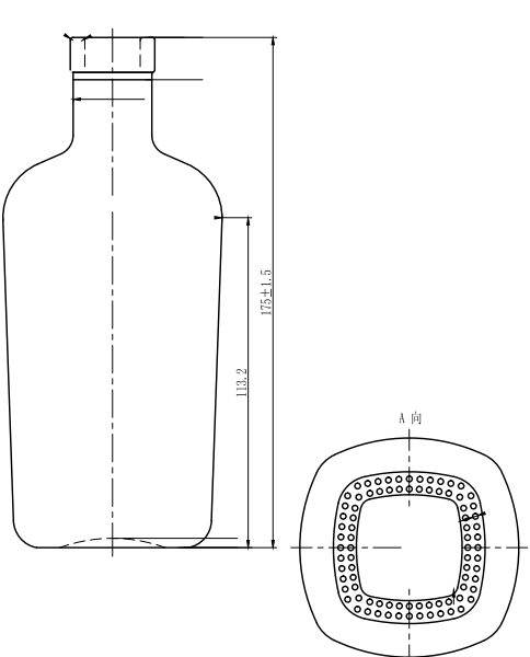 T Top Cork 375ml Mini Spirit Bottle 175MM Heavy Base Widow Frosting