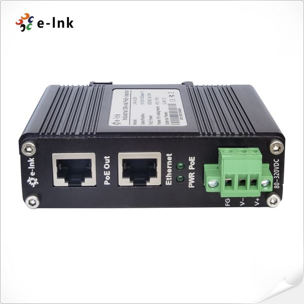 80~320VDC Power Input Industrial Gigabit PoE+ Injector with IEEE 802.3af/at