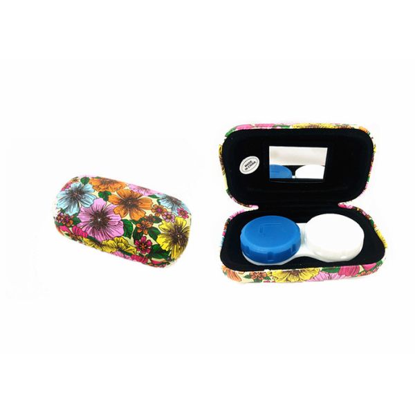 Portable Hard Tiny Contact Lens Travel Kit Case With Flowers For Children /