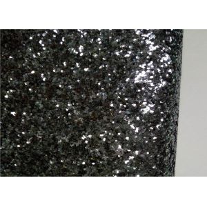Synthetic Leather Pu Shiny Glitter Fabric , Black Sparkle Glitter Fabric