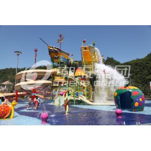 Colorful Outdoor Water Parks with Fiberglass Water Slides 29 x 27m Space