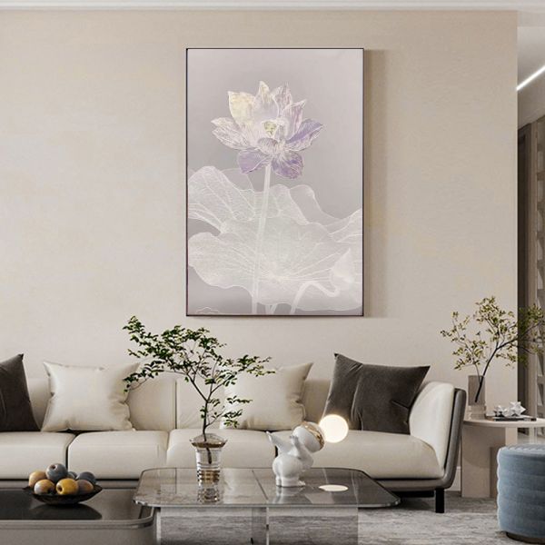 Modern Textured Canvas Oil Painting 6 Color Print Method Hand Painted Flower Picture for Living Room Art Relief Painting