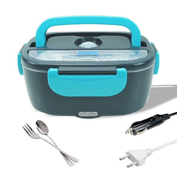 Quality 24v 12v Electric Lunch Boxes Lunch Warmer Steamer with 1.5L Capacity Gray Blue wholesale
