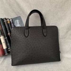 Authentic Ostrich Skin Businessmen Passcode Briefcase Handbag Exotic Genuine