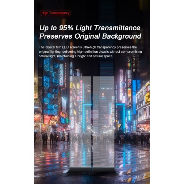 LED Flexible Transparent Film Screen with High Transparency, LED Smart Film with Foldable & Lightweight for Glass Wall