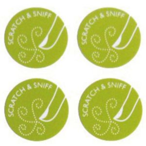 China Custom Fragrant Adhesive Stickers Scratch And Sniff With Scent Promotional on sale