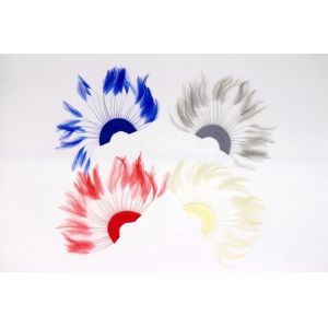 Dyed Stripped Hackle Feather Fan , Chicken Feather Hand Fan 10x15cm