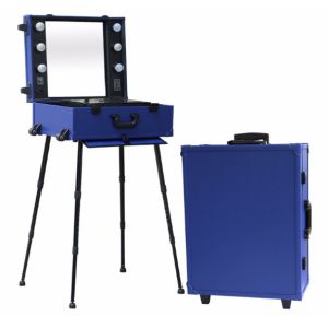 Lighted Makeup Case With Stand , Rolling Studio Makeup Case With Lights