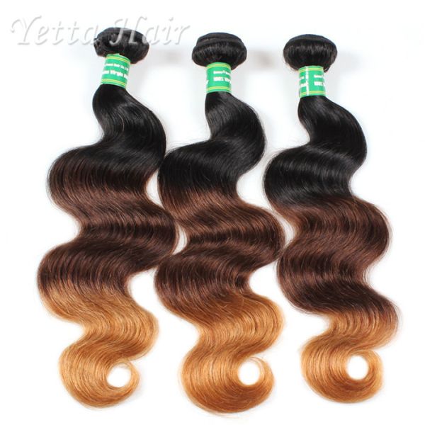 Quality 3 Tone Color Real Hair Ombre Extensions With No tangle No Shedding wholesale