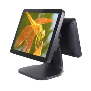 All In One LED Display Dual Screen Pos Machine Black Color With Built - In MSR